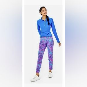 LILLY PULITZER CORSO PANT, TURQUOISE OASIS, SHELLEIDOSCOPE GOLF, NWT, Size 4